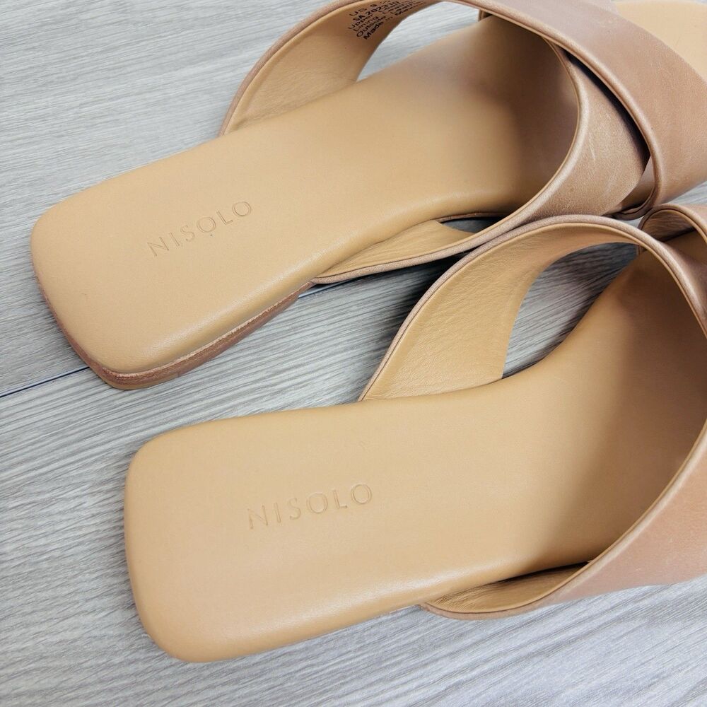 Nisolo Cross-Strap Catalina Slide Sandals in Almond Tan Sz 9.5 Leather Sandals - Picture 5 of 7